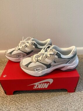 Women’s Nike AL8 White & Gray Mesh Athletic Sneakers